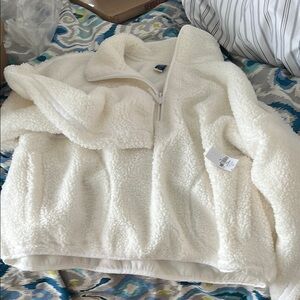 White Sherpa Zip-Up Jacket Old Navy Size XL